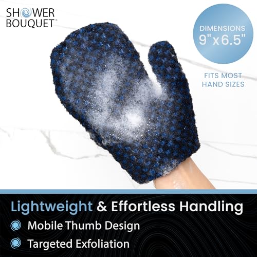 Shower Bouquet Exfoliating Mitt 2-Pack - Charcoal & Silver Ion