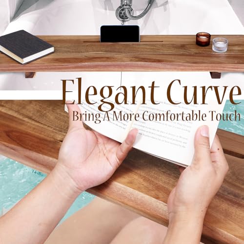 Acacia Wood Bathtub Tray Caddy with Adjustable Legs