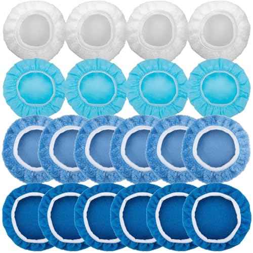 20PCS Car Orbital Buffer Polisher Pad Bonnet Set, 5-6 Inch Polishing Buffing Pads Bonnet Buffing Pad Cover, Microfiber Buffer Pads, Polisher Pads, Car Accessories for Polishing, Waxing and Cleaning