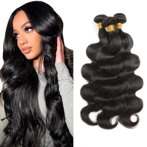 Peruvian Virgin Body Wave Human Hair Bundles 28-32 Inch Natural Black 3 Pack