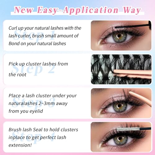 280PCS Cluster Lashes 40D Fluffy D Curl DIY Eyelash Extensions