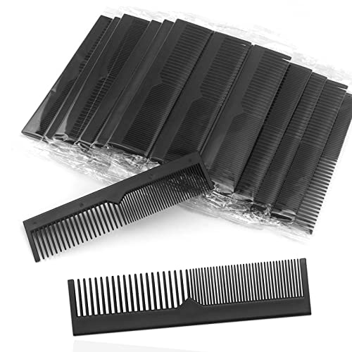 Gisdo 100 Pack Plastic Combs, Wide Longer Teeth Design, Individually Wrapped, Bulk Combs for Hotel, Airbnb, Shelter, Homeless, Nursing Home, Charity (Black, 100)