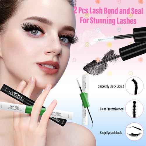 Lash Clusters Kit Fluffy Eyelash Extensions Kit 280D Individual Eyelashes Kit 14-25mm DIY Lashes Extension Kit with Lash Bond and Seal, Lash Applicator, Mega Volume False Eyelashes Kit by BEFACL
