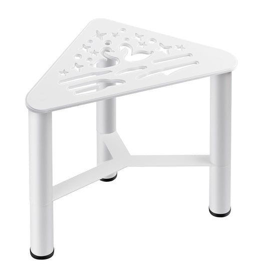 Metal Shower Foot Rest, Small Corner Shower Stool for Shaving Legs, Bathroom Bench for Inside Shower- Small Step Stools to Sit on, Bath Seat Shower Accesories for Bathroom Spa(White)