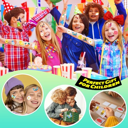 winthrop 240 Pcs Bulk Spring Temporary Tattoos for Kids, Individually Wrapped Waterproof Easter Tattoos, Best Choice for Easter Classroom Matching Game, 60 Different Designs Flower Butterfly