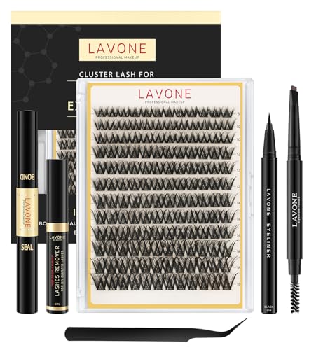 LAVONE Lash Clusters Kit 144pcs D Curl DIY Eyelash Extensions