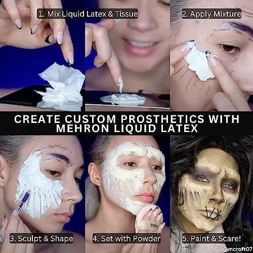 Mehron Makeup Liquid Latex | SFX Makeup | Halloween | Latex Glue for Skin | Prosthetic Glue 1 fl oz (30 ml) (Clear Flesh)