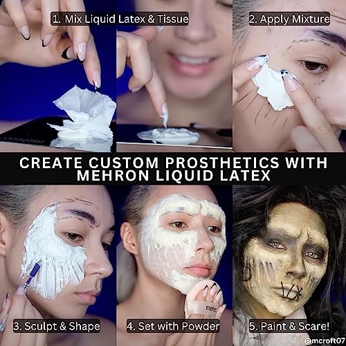 Mehron Makeup Liquid Latex | SFX Makeup | Halloween Latex Makeup | Latex Glue for Skin | Prosthetic Glue 1 fl oz (30 ml) (Clear Flesh)