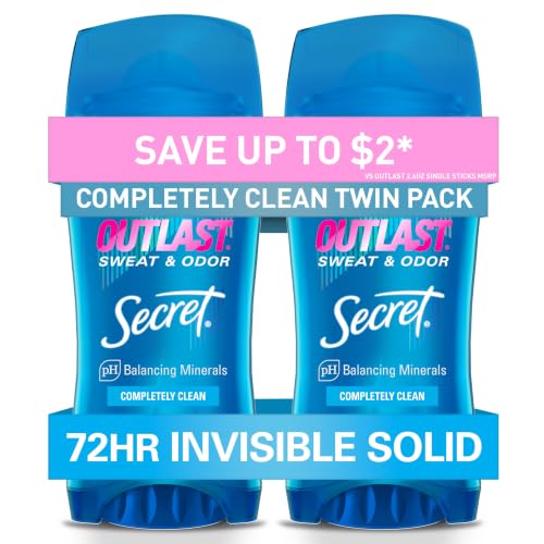 72-Hour Antiperspirant Deodorant for Women, Invisible Solid, Clean Scent, 2.6 oz (Pack of 2)
