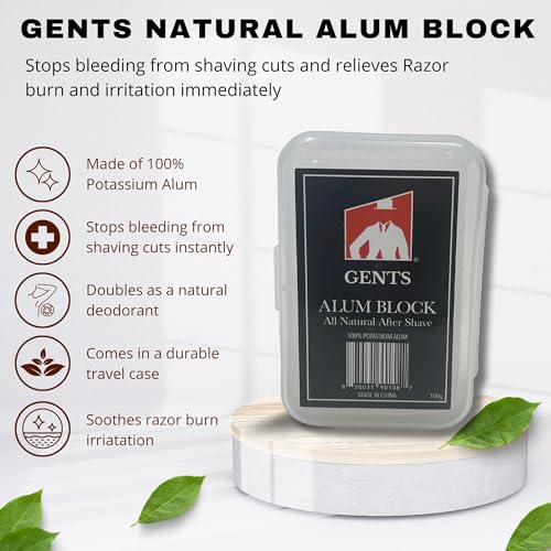 G.B.S Alum Block for Shaving - 1 Ounce Pack of 3 with Travel Case - Razor Burn Relief & Bleeding Stopper