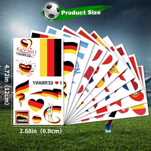 Germany Flag Temporary Tattoos Set - 40 Waterproof Face Stickers