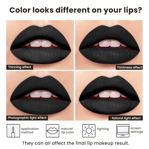 Jet Black Matte Liquid Lipstick - 12H Waterproof Long Lasting