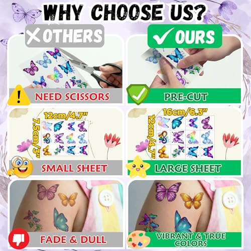 96-Piece Butterfly Temporary Tattoos - Pre-Cut Party Favors