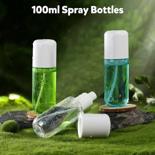 Bynccea Clear 2 Pack Travel Spray Bottles 3.4oz/100ml Refillable Fine Mist
