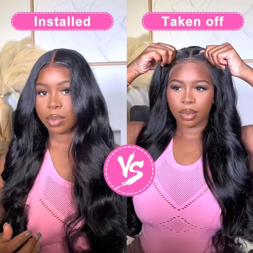 28" Glueless Human Hair Wig 5x5 HD Lace Body Wave Pre Plucked