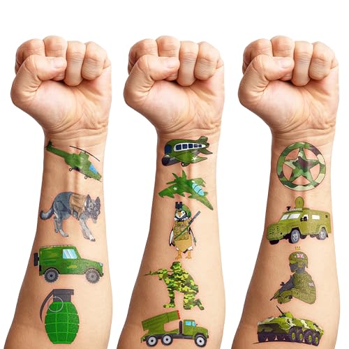 96 Military Temporary Tattoos - Camo Army Party Favors