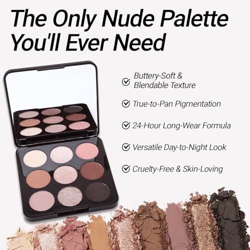 Erinde 9 Colors Nude Eyeshadow Palette - Warm Brown Matte & Shimmer