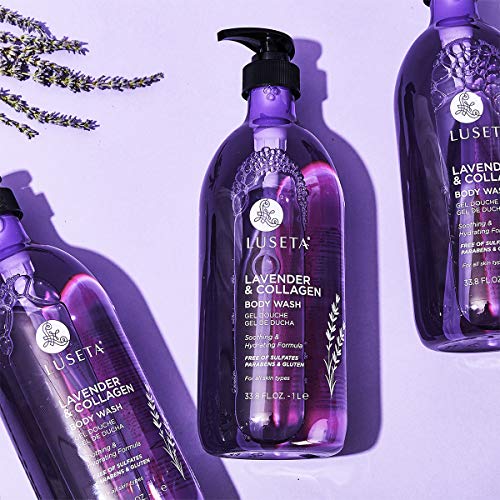 Luseta Lavender and Collagen Body Wash 33.8oz, Lightly Scented Daily Moisturizing Body Cleanser to Soothe & Relax