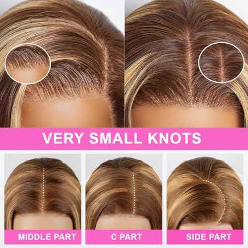 7x5 Highlight Ombre Lace Front Wig Human Hair 200% Density Brown Highlighted Wig Human Hair 26 Inch Highlight wigs human hair glueless wear and go Pre Plucked With Baby Hair Highlight Wig for Women