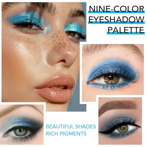 WanTuoluo Light Blue Eyeshadow Palette - Matte & Shimmer