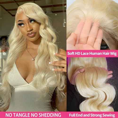 613 Lace Front Wig Human Hair 180 Density 13x4 Body Wave HD Transparent Lace Front Wigs Blonde Wig Glueless Wigs Pre Plucked Pre Cut With Natural Hairline 22 Inch