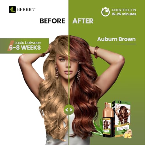 HERBBY Auburn Brown Hair Color Shampoo for Gray Coverage
