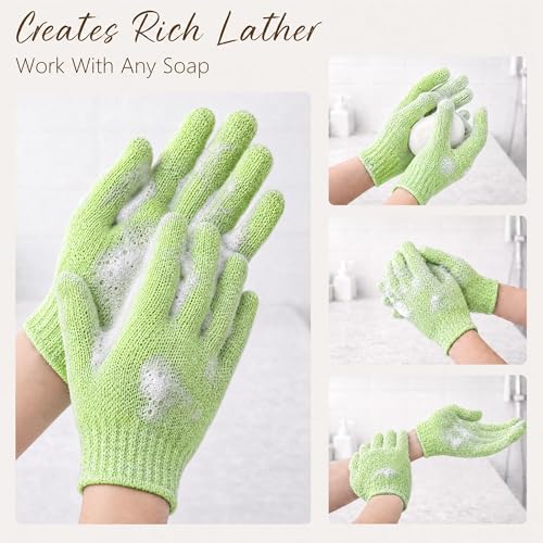 Exfoliating Gloves for Shower - 6 Pairs Body Scrub Gloves in Purple