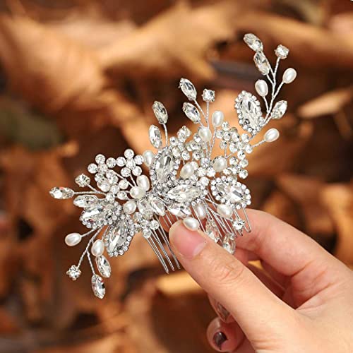 Crystal Bride Wedding Hair Comb with Pearls