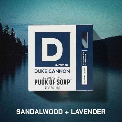 Duke Cannon Supply Co. Bar Soap Puck - Men's Rounded Bar Soap with Masculine Scents - Disc-Shaped Mens Soap - Hydrating & Deep Cleaning - All Skin Types - Midnight Swim, 5 oz