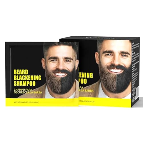 gowwim Beard Dye Shampoo for Men, Natural Plant Extracts Blackening Beard Color Skin-Friendly 10x15ml Travel Packs