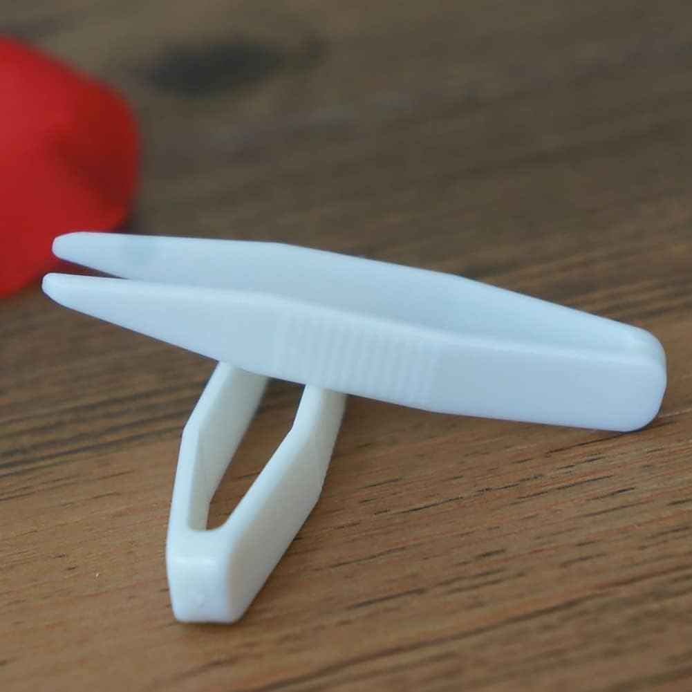 50 Pcs White Mini Plastic Tweezers Contact Lens Clip Beauty Tweezers Makeup Tool Hair Removal for Double Eyelid, Ideal for Picking and Placing Beads Craft supplies