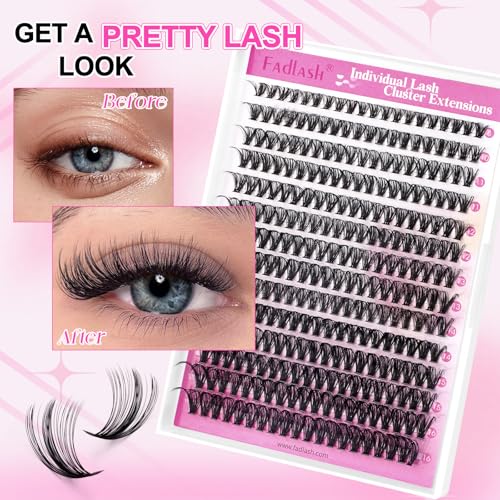 Eyelash Clusters Kit 280PCS - D Curl 8-16mm with Bond & Tweezers