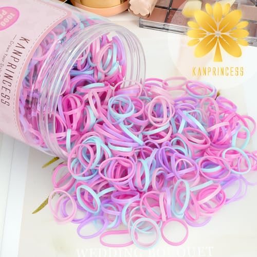 KANPRINCESS 1000pcs Mini Hair Rubber Bands - Soft Elastic Ties for Kids & Adults