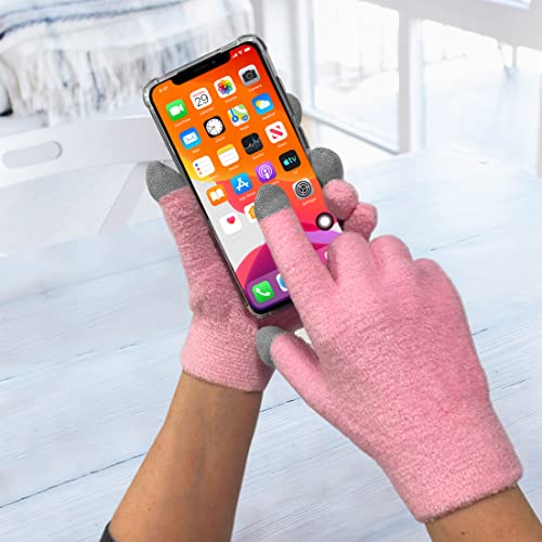 Eurow Aloe-Infused Touchscreen Moisturizing Gloves for Dry Hands, Pink