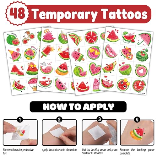 72-Piece Watermelon Party Favors Set | 24 Punch Balloons & 48 Tattoos