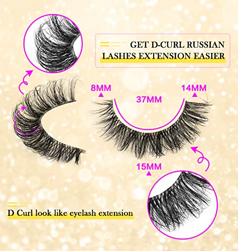 Cat Eye Russian D Curl Lashes - Fluffy Faux Mink Strips