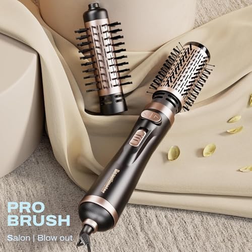 Beautimeter 3-in-1 Rotating Hair Dryer Brush with 2 Interchangeable Heads