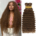 LEISWISS Human Braiding Hair 150g 24 Inch Deep Wave Boho Extensions - Chocolate Brown #4