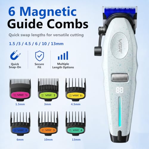 VGR 887C Professional Hair Clippers for Men - 6-Speed Cordless Clipper with Ceramic Blades