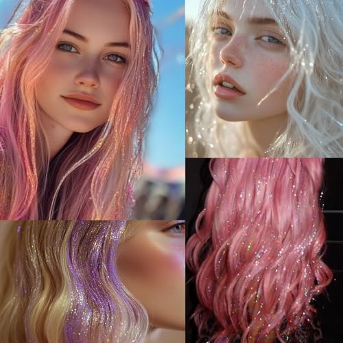 Hair Tinsel Kit 16 Colors 6800 Strands 48 Inch Heat Resistant