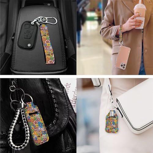 Travel Bottle Keychain Holder Set with Neoprene Sleeves