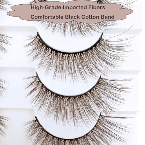 Brown Lashes Natural Look Strip Brown Eyelashes 10 Pairs MUQIU37 False Eyelashes 3D Mink Dramatic Volume Cross Fake Lashes Makeup Tools Eyelash Extension (MQ617)