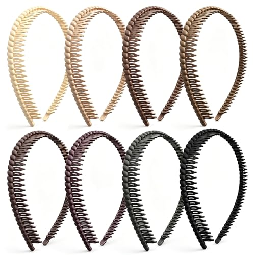 8-Piece Non-Slip Toothed Headbands Set for Women