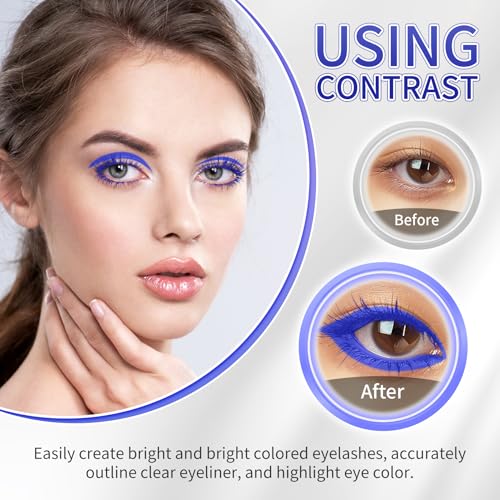 Blue Mascara and Eyeliner Set,5D Colored Mascara Volume and Length Waterproof,Natural Curling Lengthening,Suitable for Women Eye Makeup