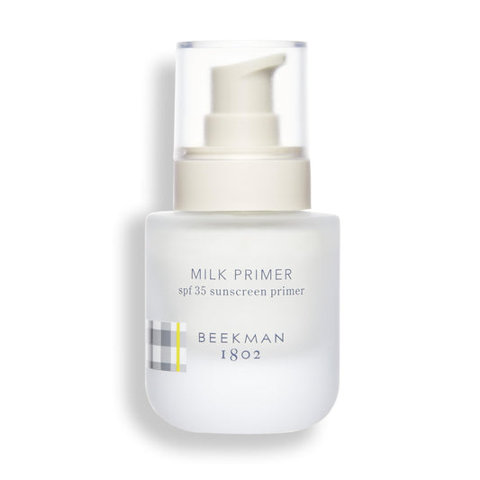 Beekman 1802 Milk Primer for Face - Oxybenzone & Fragrance Free - 1 oz - SPF 35 Mineral Sunscreen, Moisturizer & Makeup Primer - Invisible & No White Cast - Good for Sensitive Skin - Cruelty Free