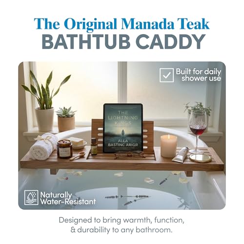 AquaTeak 30" Teak Bathtub Caddy with Book & Tablet Stand