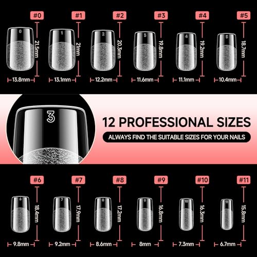 UNA GELLA 600 Pcs Short Square Gel Nail Tips - Pre Etched Full Cover