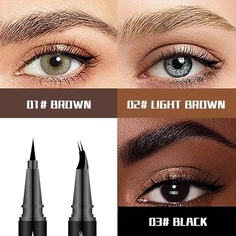 2-in-1 Curved Eyebrow Pen & Eyeliner - Waterproof, Smudge-Proof