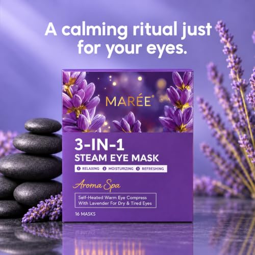 MAREE Disposable Heated Lavender Eye Masks 16 Pack for Dry Eyes & Screen Comfort