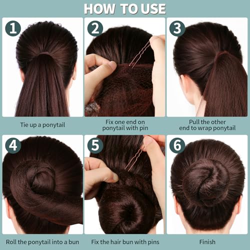 FANDAMEI Brown Kids Hair Bun Maker Set with Nets, Pins & Elastics for Ballet & Everyday Styles